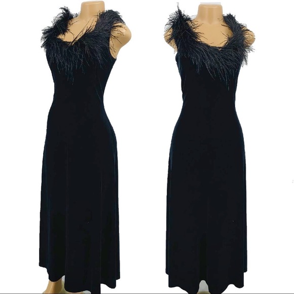 jeff Dresses & Skirts - Vintage Jeffrey & Dara Ostrich Feather Velvet Gown